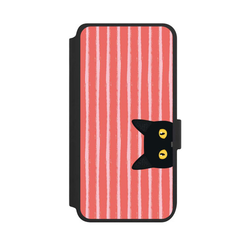 Samsung Galaxy S25 NIVOflip Schwarze Katze Gestreift Orange