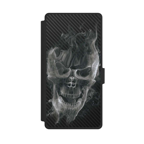 Samsung Galaxy S25 Ultra NIVOflip rauchender Totenkopf Carbon