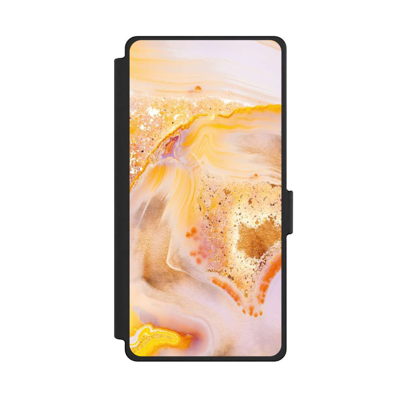 Galaxy S25 Ultra NIVOflip Orangefarbener Glitzer Marmorlook