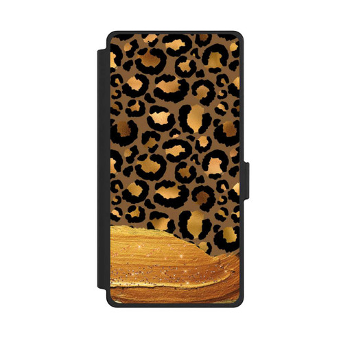 Samsung Galaxy S25 Ultra NIVOflip Dunkelgoldener Leoparden Glitzerlook