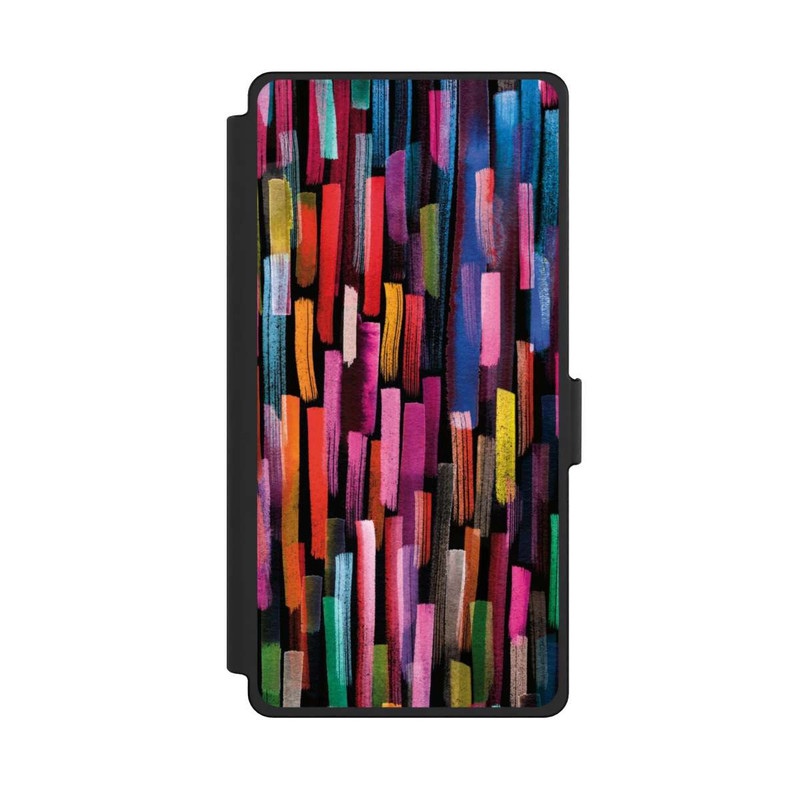 Galaxy S25 Ultra NIVOflip Coups De Pinceaux Colorés Noir