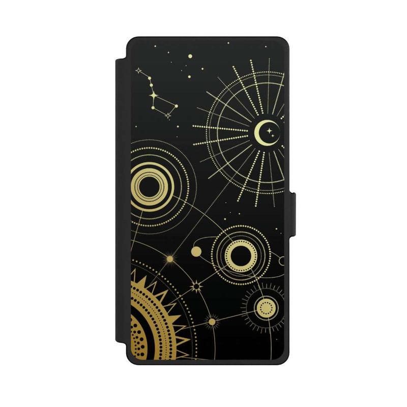Galaxy S25 Ultra NIVOflip Schwarzer und goldener Look Abstrakt