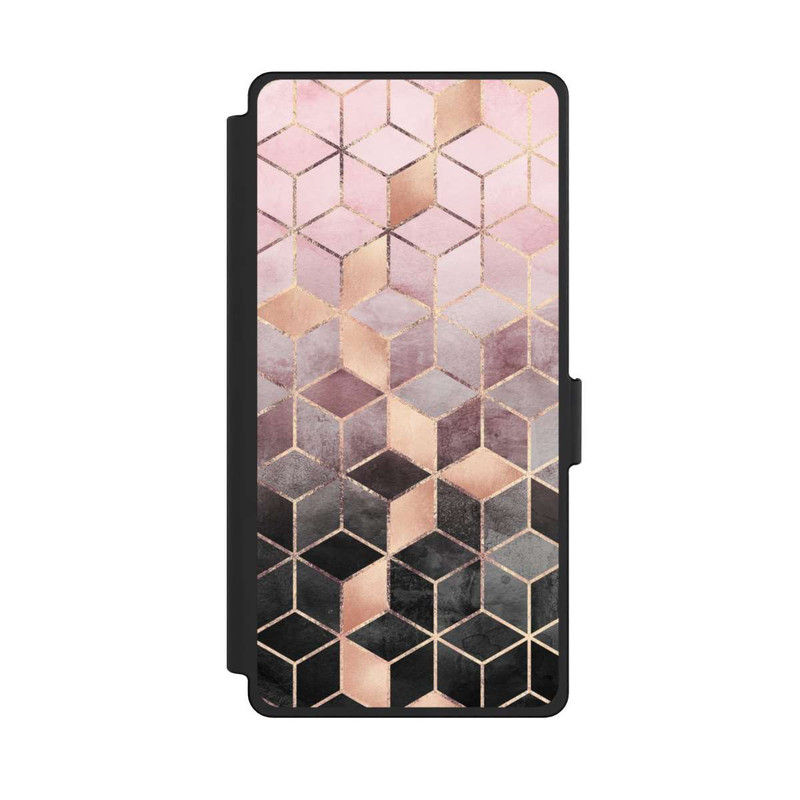 Galaxy S25 Ultra NIVOflip Imprimé Cubes Dégradés Gris Rose