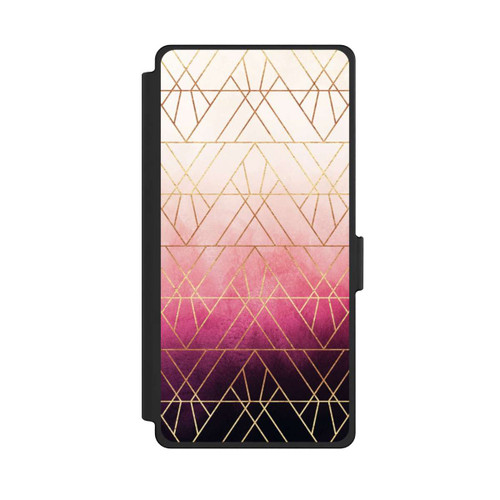 Samsung Galaxy S25 Ultra NIVOflip Triangles ombrés roses imprimé doré