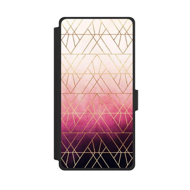 Galaxy S25 Ultra NIVOflip Triangles ombrés roses imprimé doré