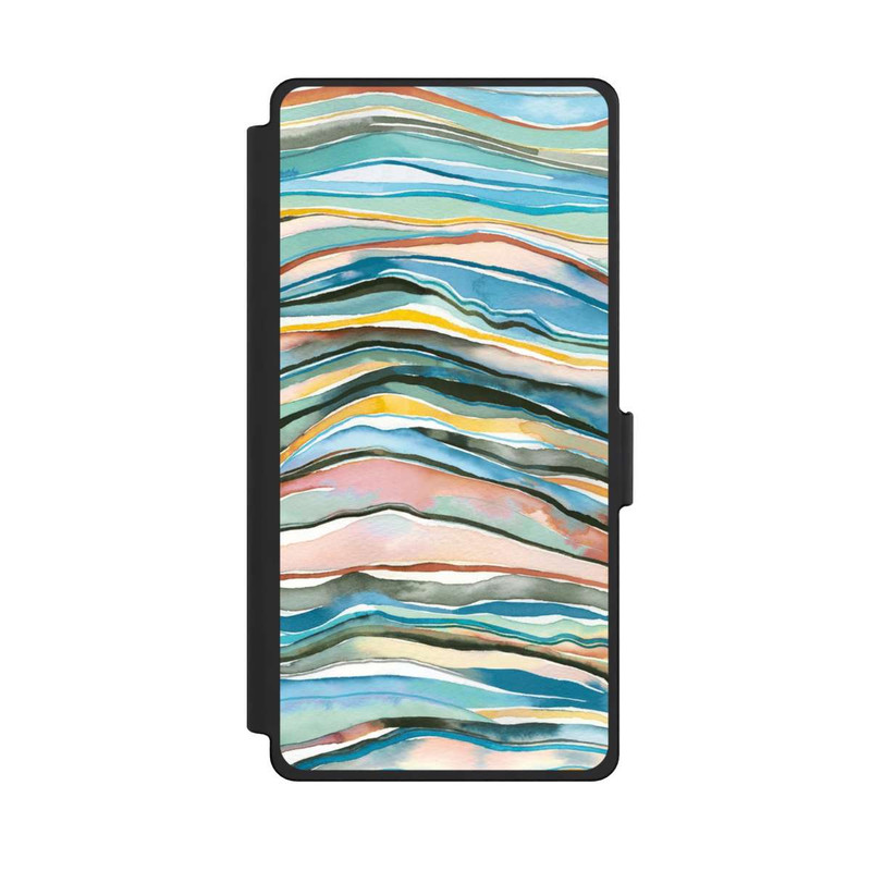Galaxy S25 Ultra NIVOflip Couches d'agate aquarelle bleues