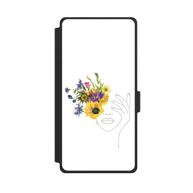 Galaxy S25 Ultra NIVOflip Line Art Frau Sonnenblumen