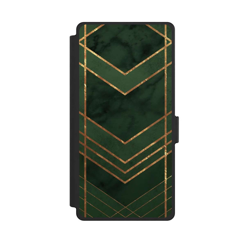 Galaxy S25 Ultra NIVOflip Motif vert foncé rayures dorées