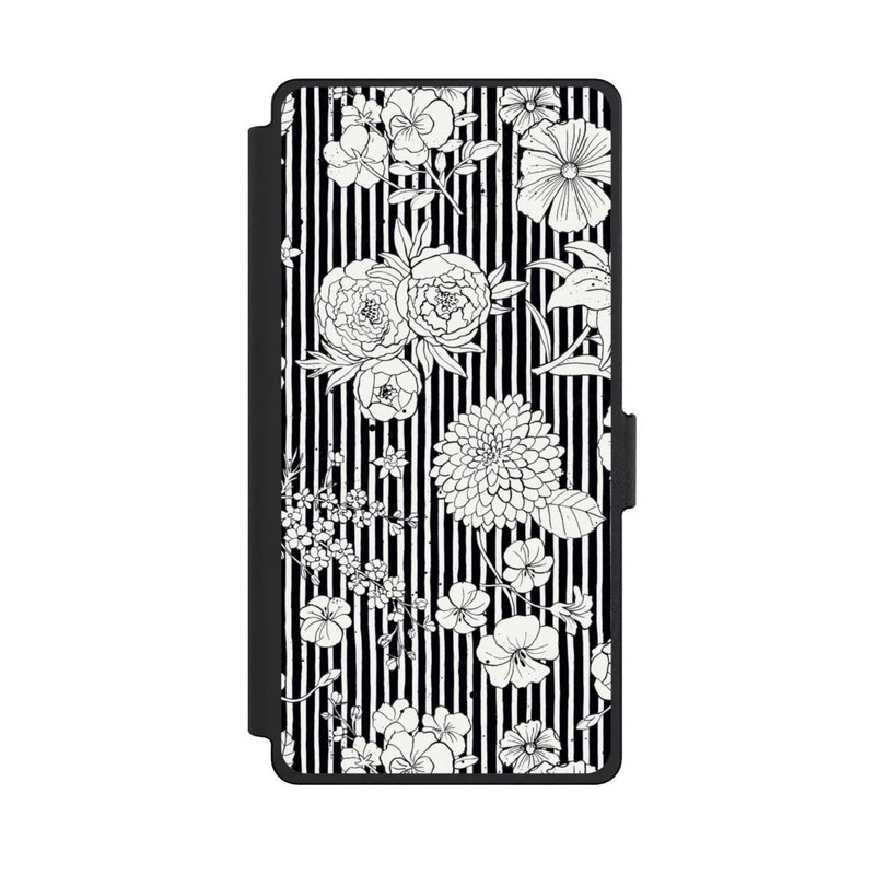 Galaxy S25 Ultra NIVOflip Fleurs et rayures noir et blanc