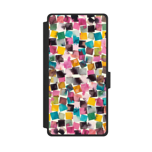 Samsung Galaxy S25 Ultra NIVOflip Aquarell geometrische Plaids rosa