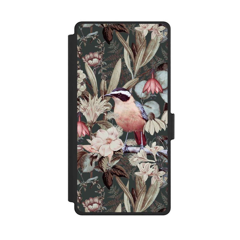 Galaxy S25 Ultra NIVOflip Oiseau orange à motif de fleurs vintage