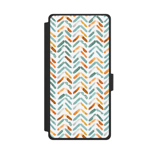 Samsung Galaxy S25 Ultra NIVOflip Elegantes Herbstchevron Blau Orange