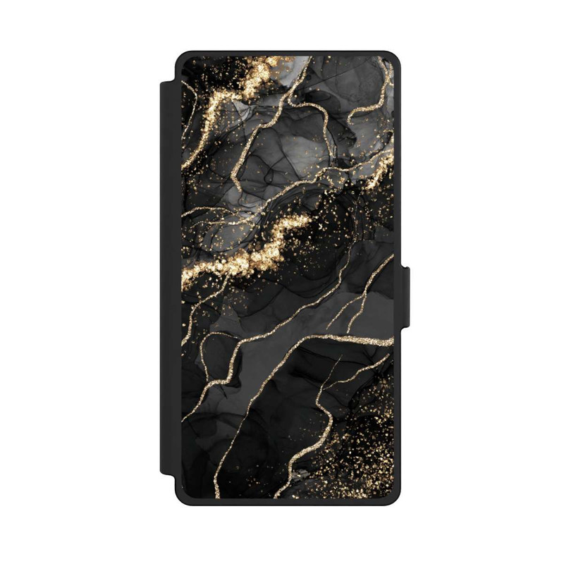 Galaxy S25 Ultra NIVOflip Look Spirales de Marbre Sombre & Or