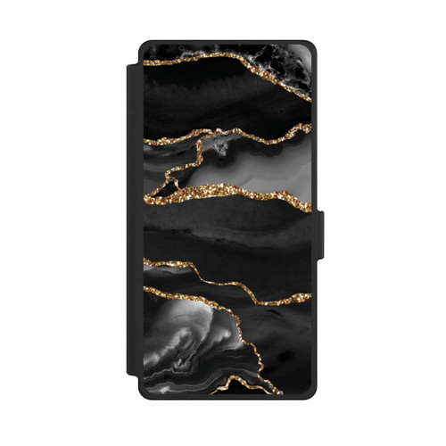 Samsung Galaxy S25 Ultra NIVOflip Dark Marble Stripes Gold Look