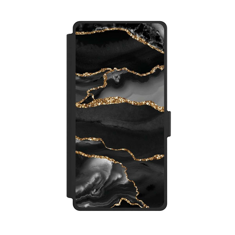 Galaxy S25 Ultra NIVOflip Dark Marble Stripes Gold Look