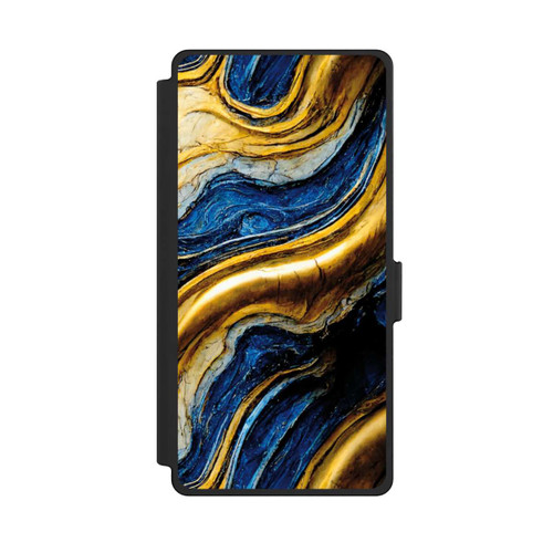 Samsung Galaxy S25 Ultra NIVOflip Struktur im Royalblau- und Gold-Look