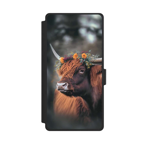 Samsung Galaxy S25 Ultra NIVOflip Vache des Highlands avec des fleurs avec IA