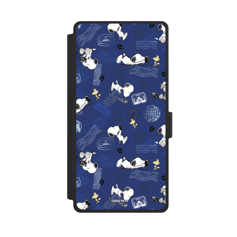 Galaxy S25 Ultra NIVOflip Peanuts Travel Stamps Pattern Blue