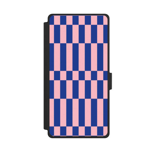 Samsung Galaxy S25 Ultra NIVOflip Checked Abstract Bold Electric Blue and Pink Color Block