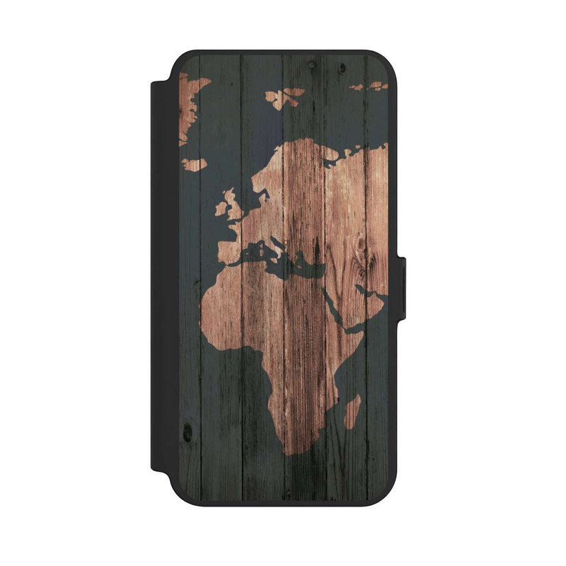 Galaxy S25 + NIVOflip Wooden World Map