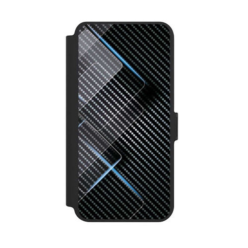 Samsung Galaxy S25+  NIVOflip Blaue Linien auf Karbon