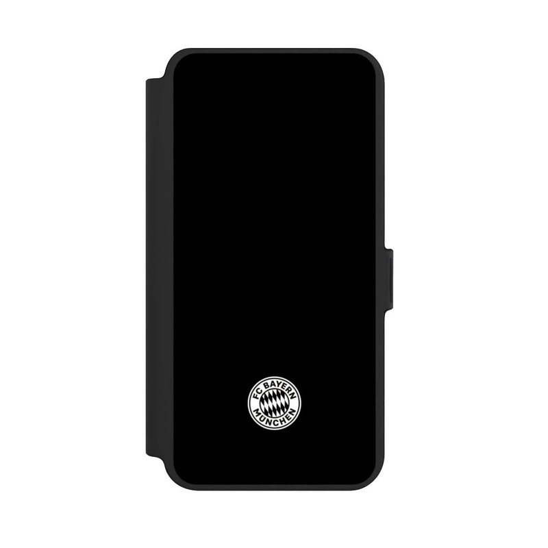 Galaxy S25 + NIVOflip Logo FCB Classique Petit - Blanc sur Fond Noir