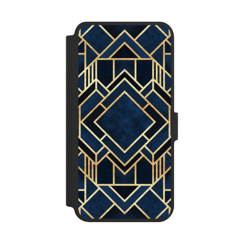 Samsung Galaxy S25+  NIVOflip Kunst Deko Blau Golddruck