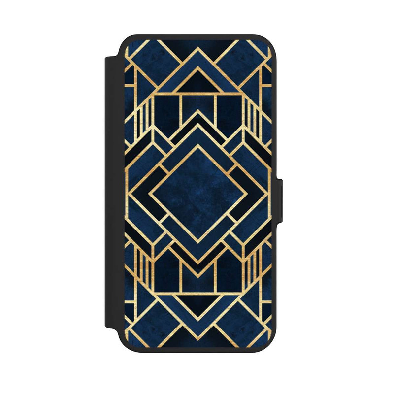 Galaxy S25 + NIVOflip Kunst Deko Blau Golddruck