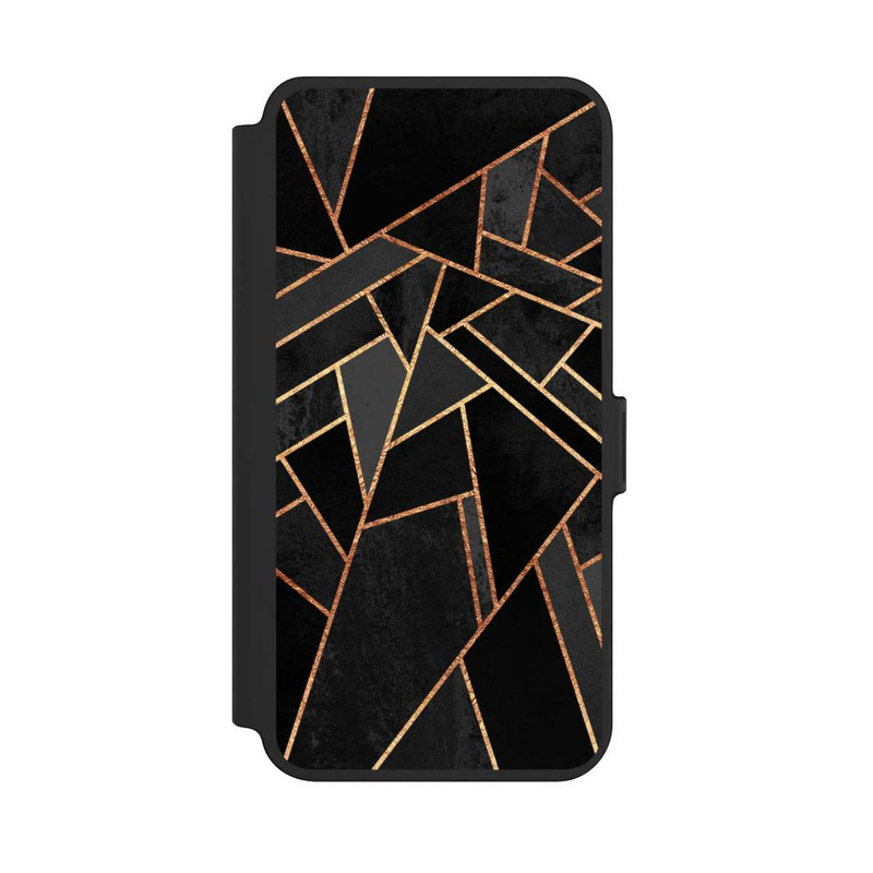 Galaxy S25 + NIVOflip Schwarze Nacht Gold Druck