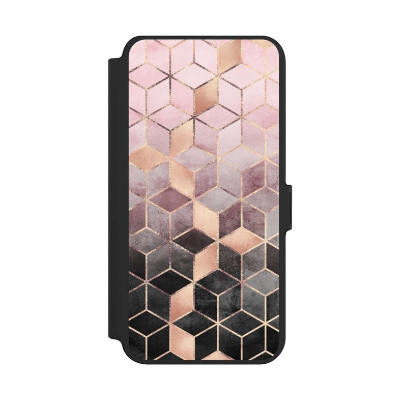 Galaxy S25 + NIVOflip Imprimé Cubes Dégradés Gris Rose