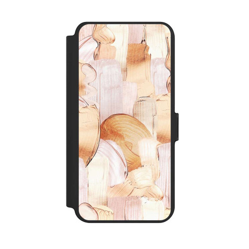 Samsung Galaxy S25+  NIVOflip Weiß/Gold Pinsel Muster