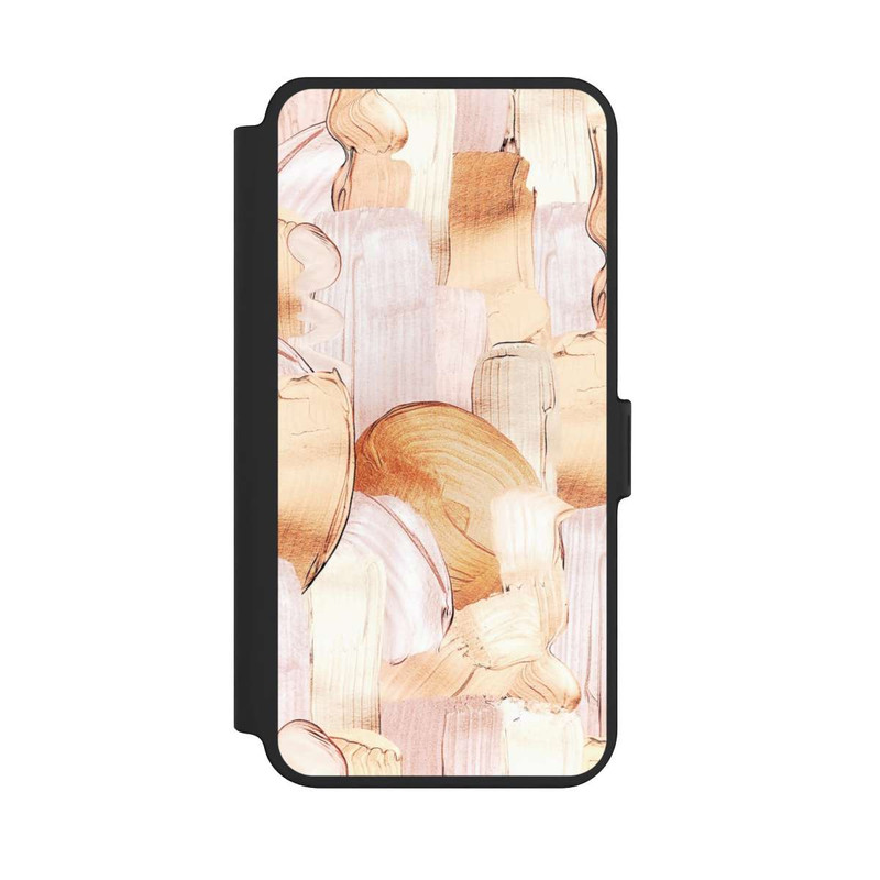 Galaxy S25 + NIVOflip Weiß/Gold Pinsel Muster