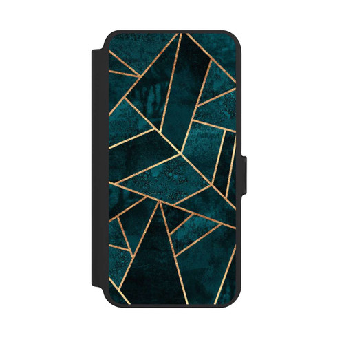 Samsung Galaxy S25+  NIVOflip Tief Blaugrün Stein Gold Druck