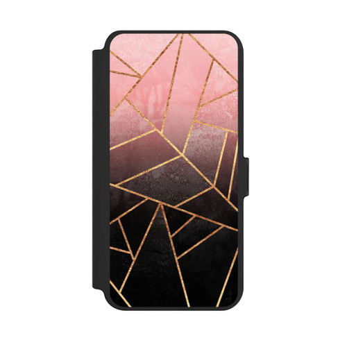 Samsung Galaxy S25+  NIVOflip Pinker und Schwarzer Stein Gold Druck