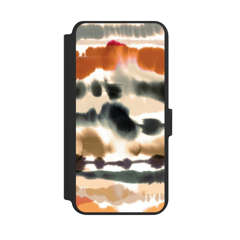 Galaxy S25 + NIVOflip Lignes d'aquarelle nautique douces orange