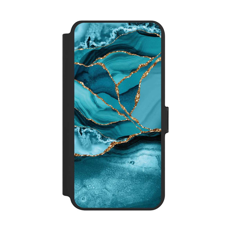 Galaxy S25 + NIVOflip Marbre Bleu Glacier