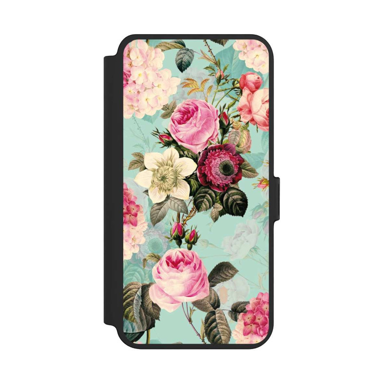 Galaxy S25 + NIVOflip Türkisfarbene Rosentapete