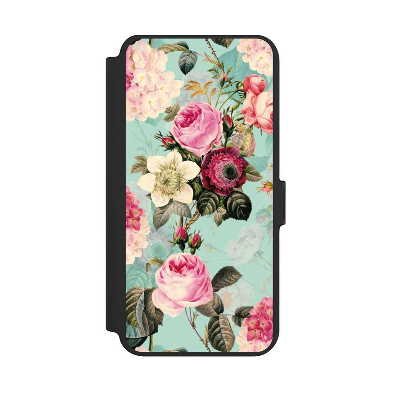 Galaxy S25 + NIVOflip Roses en papier peint turquoise