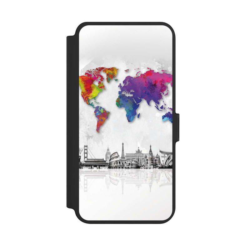 Galaxy S25 + NIVOflip Weltkarte mit Skyline