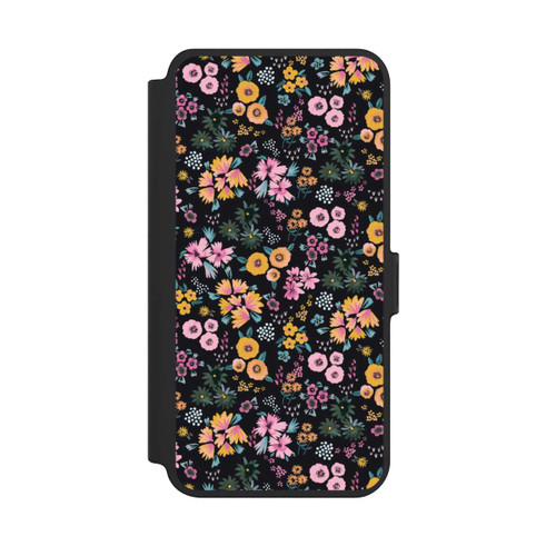 Samsung Galaxy S25+  NIVOflip Kleine bunte Blumen Schwarz 2