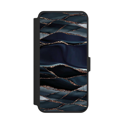 Samsung Galaxy S25+  NIVOflip Dunkelgraue Streifen goldener Look