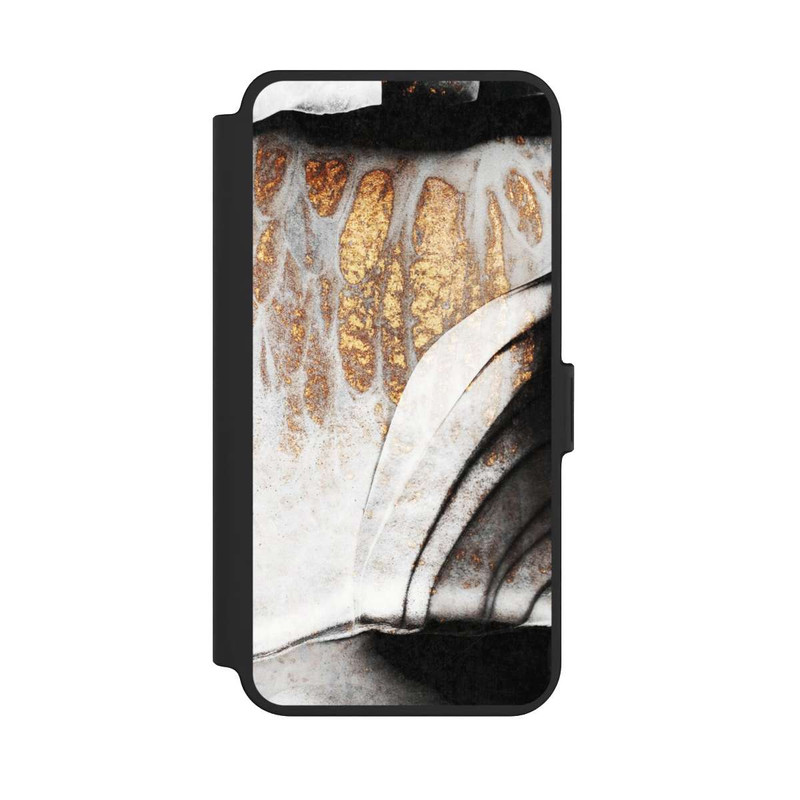 Galaxy S25 + NIVOflip Schwarze und goldene Adern