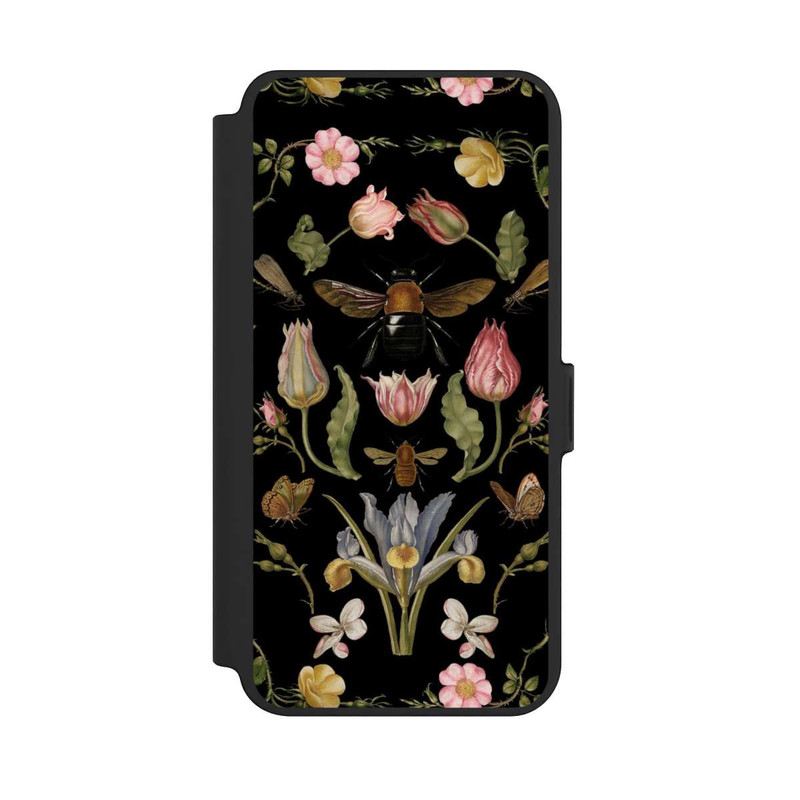 Galaxy S25 + NIVOflip Wildblumen und Biene Schwarz
