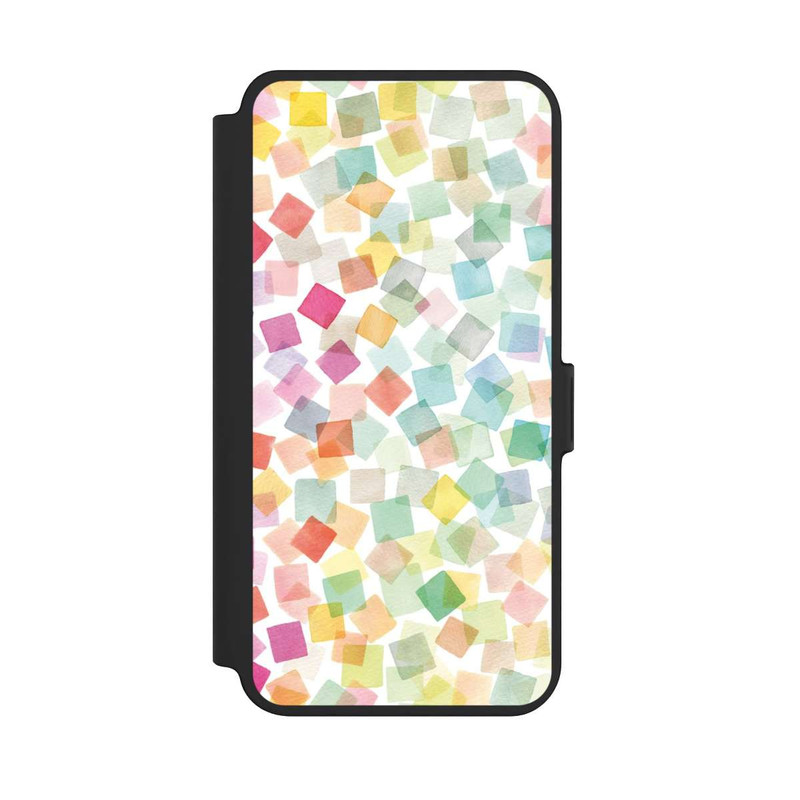 Galaxy S25 + NIVOflip Konfetti geometrische Plaids Regenbogen