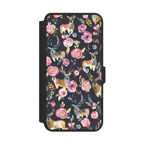 Samsung Galaxy S25+  NIVOflip Hirsche und Blumen Anthrazit