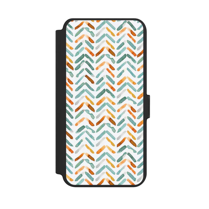 Galaxy S25 + NIVOflip Élégant Automne Chevron Bleu Orange