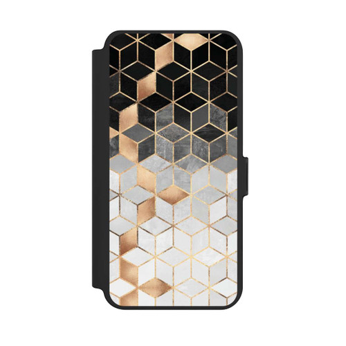 Samsung Galaxy S25+  NIVOflip Cubes Sombres &amp; Dorés
