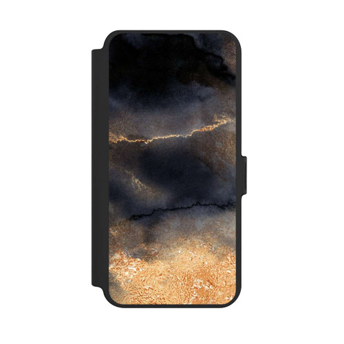 Samsung Galaxy S25+  NIVOflip Schwarzer Marmor Goldstaub Look