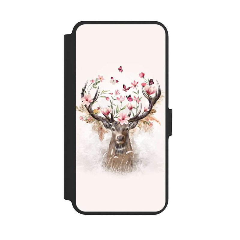 Galaxy S25 + NIVOflip Hirsch Blumen Geweih