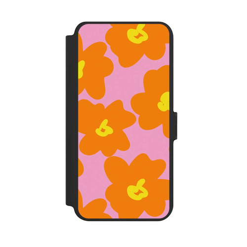 Samsung Galaxy S25+  NIVOflip Retro Blumenmuster Pink und Orange